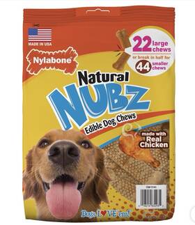 971485 Nylabone Natural Nubz Edible Dog Chews Made With Real Chicken 22 Large