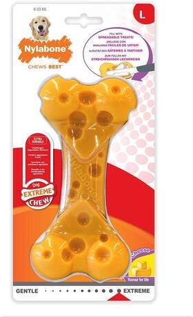 Ncbg404p Nylabone Power Chew Large Cheese Flavored Bone For Dogs Up To 50 Pounds - 2 Pack