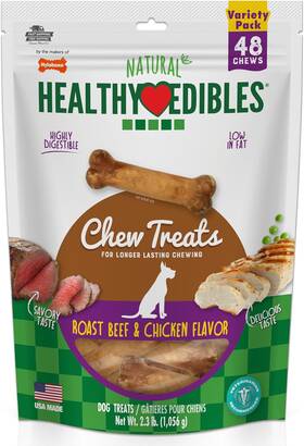 Ne801mvp48p Nylabone Healthy Edibles Roast Beef Chicken Dog Chews 48ct