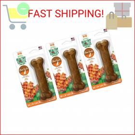 Neb103p Nylabone 3 Pack Of Healthy Edibles Bacon Chew Treats Wolf For Dogs Up To 35 Po
