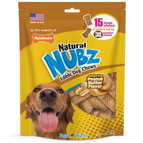 Nenpb102m15w Nylabone Natural Nubz Peanut Butter Flavor Large Edible Dog Treats Pack Of 15