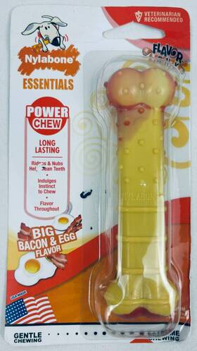 Nfb403w Nylabone Essentials Power Chew Long Lasting Big Bacon&egg Flavor For Medium Dog