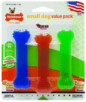 Nfcp002tpp Nylabone Flexichew Small Dog Dental Kit Peanut Butter Bacon Flavor Chew Toy