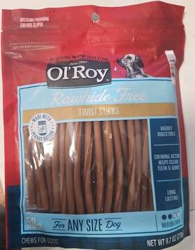 Oi Roy 681131352666 Olft Peanut Butter Twist Sticks - Rawhide Free 50 Count Dog Snacks