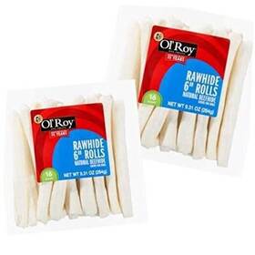 5572h Ol Roy Olft Rawhide 6 Inch Rolls Natural Beefhide Chews 16 Count Pack Of 2