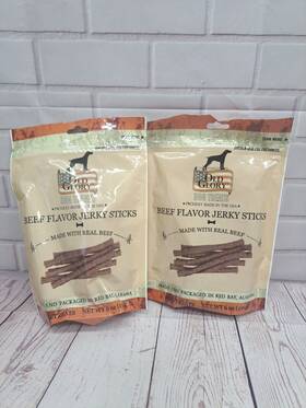 Old Glory 070155600349 Dog Treats Real Beef Flavored Jerky Sticks Lot Of 2 Bags Made In Usa