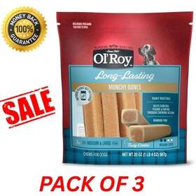 Olroy 681131357012 Olft Roy Munchy Bones Natural Flavor Peanut Butter Chews Dogs 20oz Pack Of 3