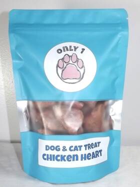Only 1 Treats 110469800311 Single Ingredient Freeze-dried Chicken Hearts Cat And Dog 2.5 Ounce