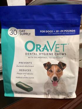 1bag30count Oravet Dental Hygiene Chews For Small Dogs Sized 10-24 Lbs Thirty 08/2025