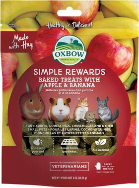 448056 Oxbow Animal Health Llc Simple Rewards Baked Treats With Apples And Bananas For Rabbits Guinea Pi