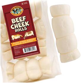 Pack Approved 850046138218 Beef Cheek Rolls For Dogs - Natural And Odor-free Dog Rawhide Chews 5 To 6 Inch