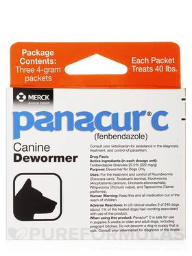 Panacur C 789532407890 Canine Dewormer Dogs 4 Gram Each Packet Treats 40 Lbs 3 Packets Tw K
