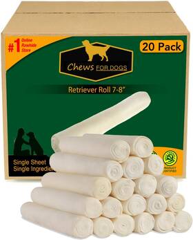 Para Bicho 313103655627 Premium Chews For Dogs Retriever Roll 7-8 Inches Extra Thick 20 Pack