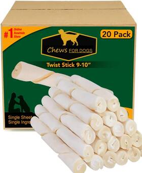 Para Bicho 445005595534 Chews For Dogs Premium Rawhide Twist Sticks 9-10 Inches Dog Treat. Extra Thick