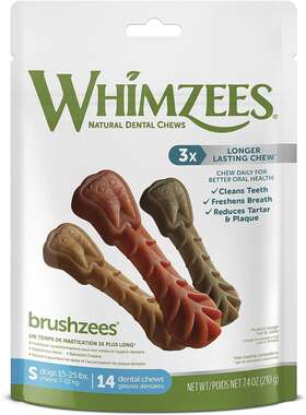 Whz1802 Paragon Products- Netherlands Whimzees Brushzees Dental Dog Treats For Small Dogs 15-25 Lbs Bag Of 14 Chews