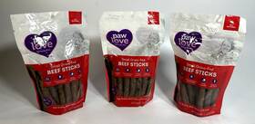 9136215-v3-g Paw Love Lot Of 3 Small Grass-fed Beef Sticks Dog Chew All Natural 18 Ct 6.3 Oz