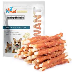 Piaobainiupibang-908 Pawant Chicken Wrapped White Rawhide Sticks Dog Treats Puppy Training Snacks Che