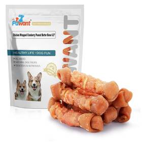 Pw-jiroumym-65-227 Pawant Dog Treats Chicken Wrapped Peanut Butter Bone Rawhide Free Chews Long Las