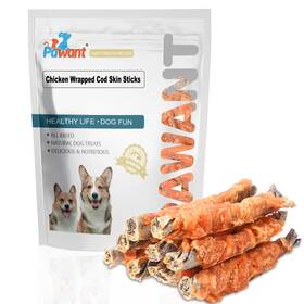Pw-jirouyupi-227 Pawant Chicken Wrapped Cod Skin Dog Treats 45% Real And Fish High P