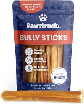 Pawstruck 445011689630 Natural 5-8 Inch Bully Sticks For Dogs - Best Long-lasting Rawhide-free