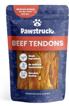 Pawstruck 810061800392 Natural 7-9 Inch Beef Tendon Chew Sticks For Dogs Premium Rawhide-free Single