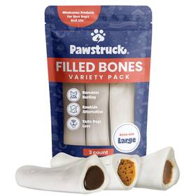 Pawstruck 810061800880 Large 5-6 Inch Filled Dog Bones Variety Pack - Peanut Butter Cheese And