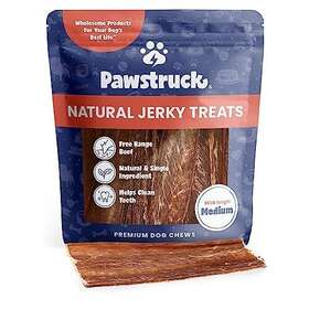 Pawstruck 810061800903 Dog Jerky Treats 4 Inch -6 Strips 15 Pack Joint Health 100% Beef Chews Bulk