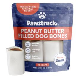 Pawstruck 810061801979 Small 3 Inch Filled Dog Bones Peanut Butter Flavor - Made In Usa Long Lasting St