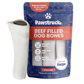 Pawstruck 810061802495 Large 5-6 Inch Filled Dog Bones Beef Flavor - Made In Usa Long-lasting Stuffed
