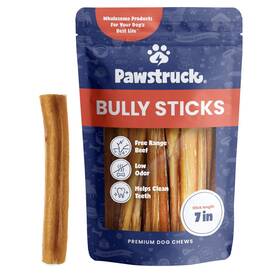 Pawstruck 850005963530 All-natural 7 Inch Bully Sticks For Dogs - Long Lasting Rawhide-free Low Odor &