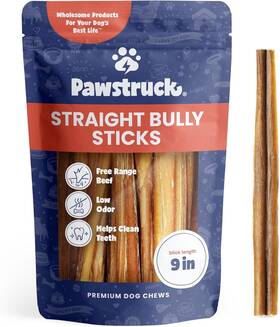 Pawstruck 850005963547 All-natural 9 Inch Bully Sticks For Dogs - Best Long Lasting Rawhide F