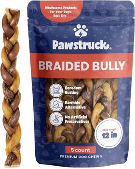 Bsbr12-005-005 Pawstruck Natural 12 Inch Braided Bully Sticks For Dogs Tough Long-lasting Rawhi