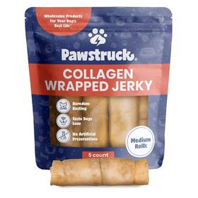 Nccwerom-005 Pawstruck 2-in-1 Collagen Wrapped Jerky Natural Treats For Dogs - 5 Medium Rolls Limi