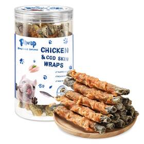 Pawup 709930251840 Dog Treat Chicken Wrapped Cod Skins Fish Chews Rolls For Medium Dogs Health