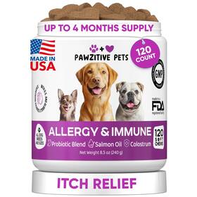 Pp-al120-280225 Pawzitive Pets Dog Allergy Relief Chews For Itchy Skin - 120 Support