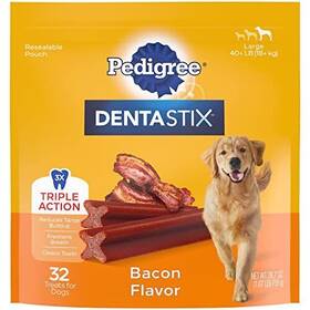 Pedigree 023100122441 Dentastix Large Dog Dental Treats Bacon Flavor Bones 32