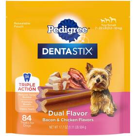 Pedigree 023100133089 Dentastix Dual Flavor Small Dog Dental Treats Bacon And Chicken Flavors