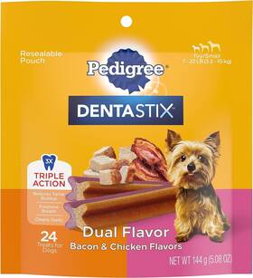 Pedigree 023100140100 Dentastix Dual Flavor Small Dog Dental Treats Bacon And Chicken Flavors