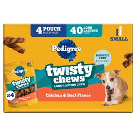 Pedigree 023100181653 Twisty Chews Small Long-lasting Dog Treats Chicken And Beef Flavor 9.17 Oz. Po