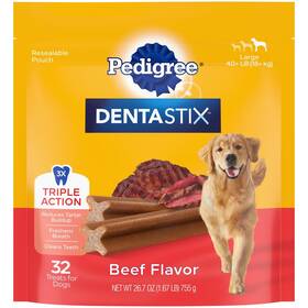 10113519 Pedigree Dentastix Large Dog Dental Treats Beef Flavor Bones 1.72 Lb