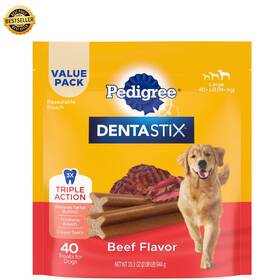 10113523 Pedigree Dentastix Beef Flavor Dental Dog Treats For Large Dogs 33.2 Oz Pouch
