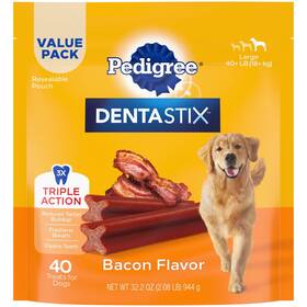 10229451 Pedigree Dentastix Large Dog Dental Treats 40 Count Bacon Flavor 208 Lb