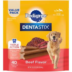 Pedigree 231001398074 Dentastix Beefflavor Large Dog Treats 2.08 Lb. Bag
