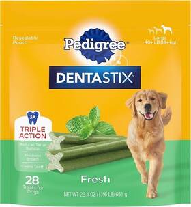 797003 Pedigree Dentastix Large Dog Treats Fresh Flavor Bag 28 Exp 12/17/2025