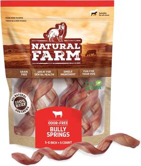 Pet 313018310338 Odor-free Curly Bully Sticks 5-6 Inch 5 Pack Fully Digestible 100% Beef Pi