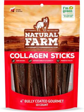 Pet 313039114106 Bully Coated Gourmet Collagen Sticks 4 Inch 10 Pack Real Beef