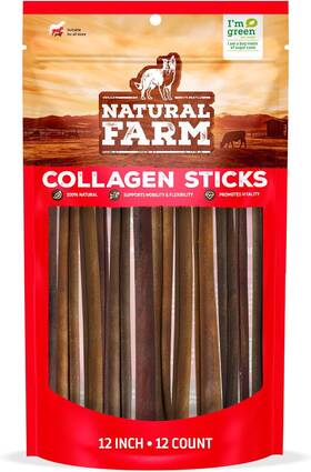 Pet 313104247203 Odor-free Collagen Chews 12-inch 12-pack Long Lasting Bully Sticks And Rawhid