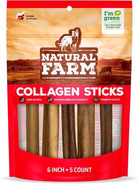 Pet 445008651664 Collagen Sticks 6-inch Dog Chews - Odor-free 95% Natural Supports Heal