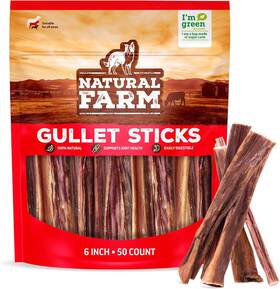 Pet 445017848871 Gullet Sticks 6 Inch 50 Pack - One Ingredient Beef Esophagus Chews Fully Di