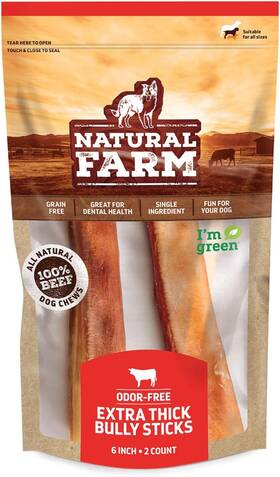 Pet 445042058016 Odor-free Jumbo Bully Sticks 6 Inch 2 Pack Extra-thick Chews For Dogs Full